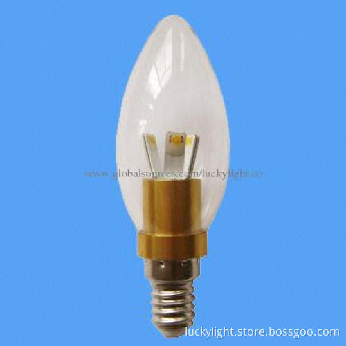 E14 LED Mini Bulb with 130lm Luminous Flux, 50 to 60Hz Working Frequency